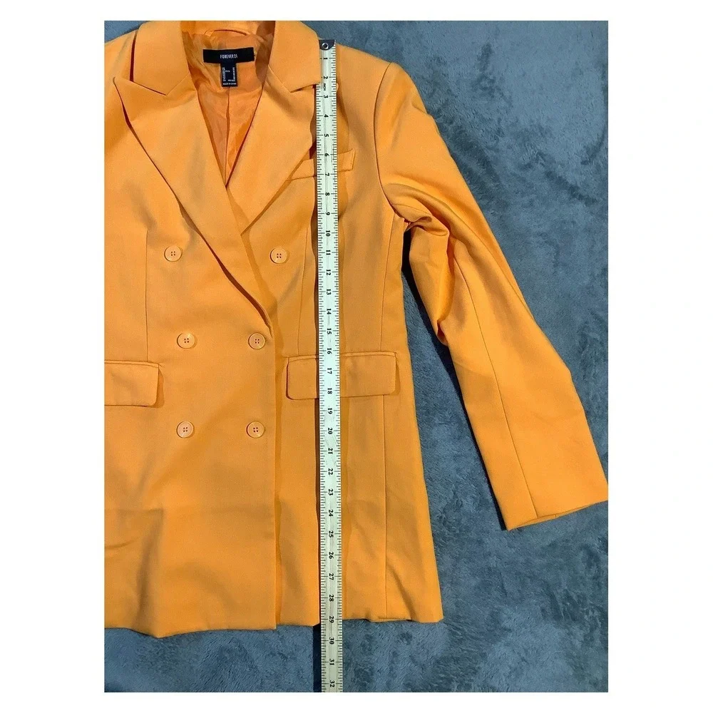 Forever 21 Women's Neon Orange Double Breasted Blazer‎ Size M